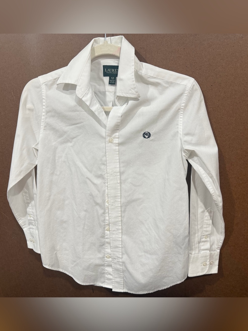 Lauren Ralph Lauren kids White Button-Up Shirt with Crest 12